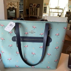 Coach Flamingo blue pink tote new!!!